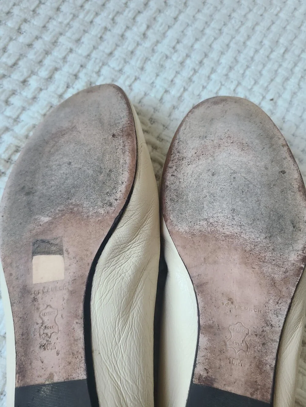 Tory Burch Women's Cream Leather Eleanor Loafers Size 10